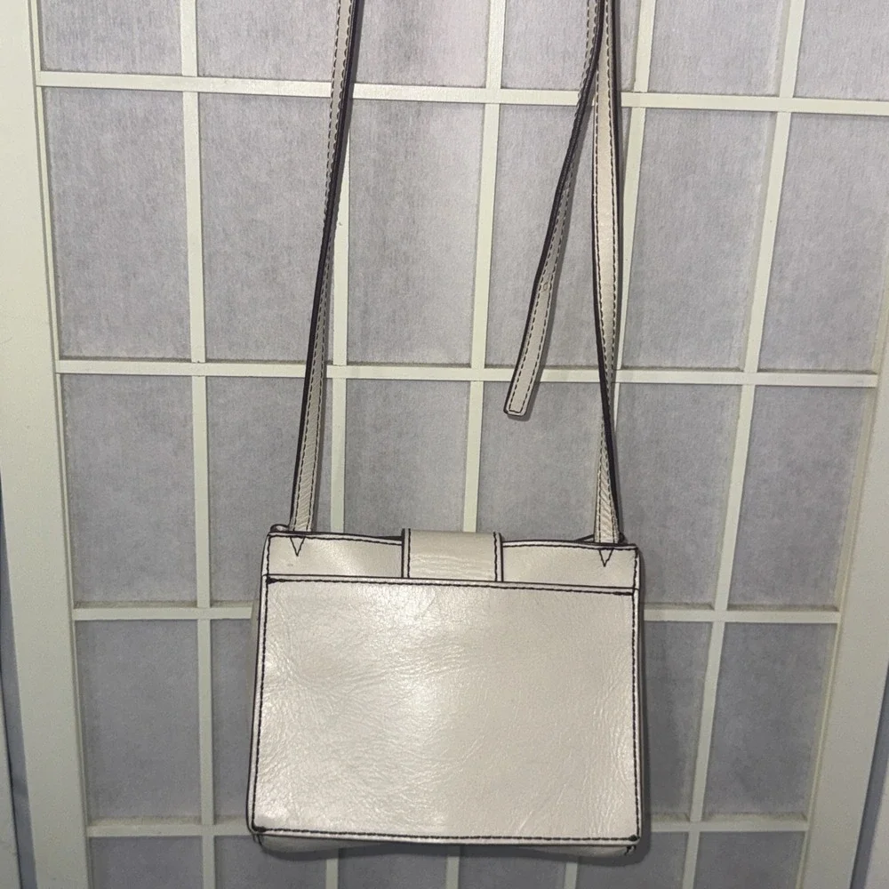 HOBO Mini Elan White Leather Small Minimalist Boho Western Crossbody Bag Purse